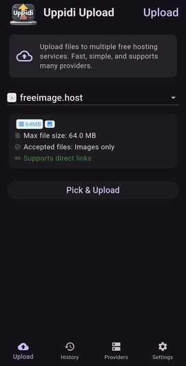 Main screen (dark mode)